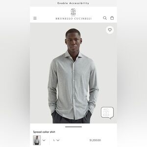 Brunello Cucinelli Light Gray Button-Down Shirt